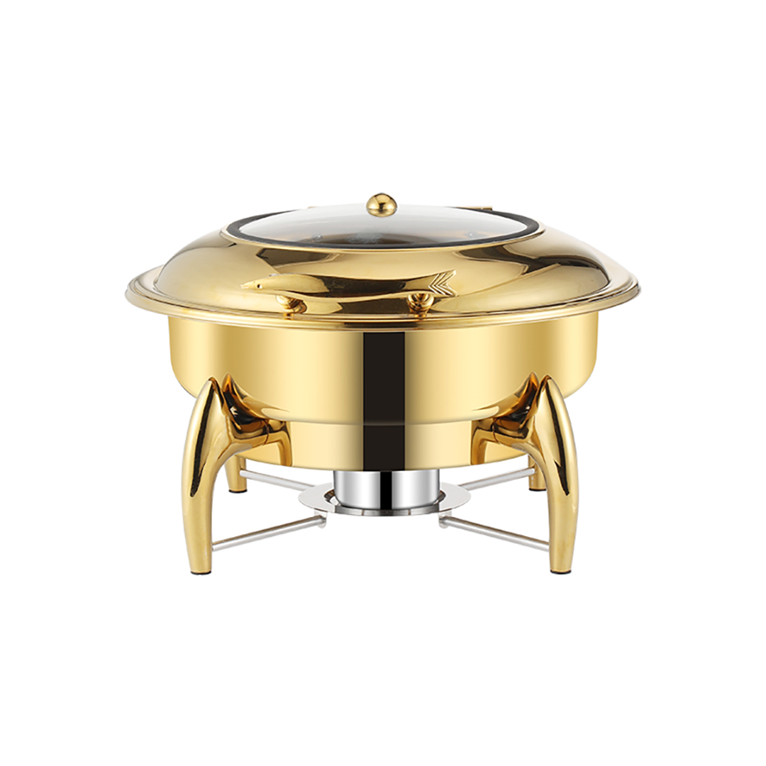 SOGA Gold Plated Stainless Steel Round Chafing Dish Tray Buffet Cater Food Warmer Chafer...