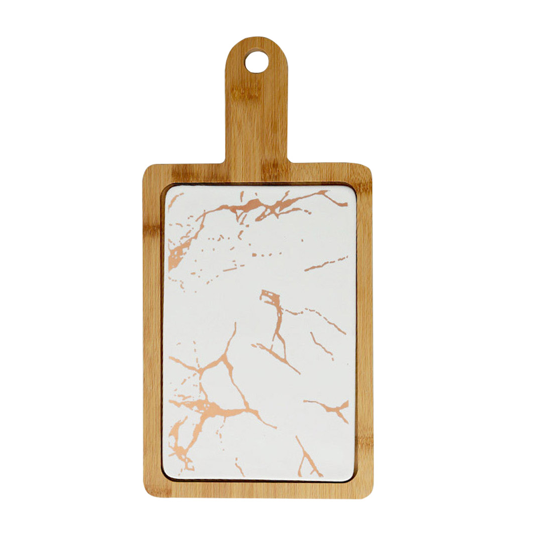 SOGA 33.5cm White Square Wooden Serving Tray Slate Steak Serving Platter Chopping Board...